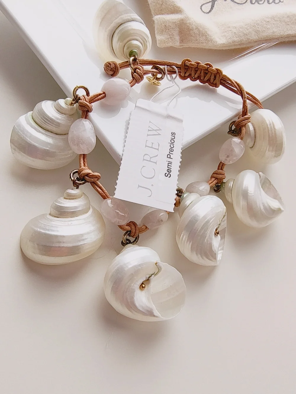 NWT J.Crew Semi Precious White Shell Statement Bracelet